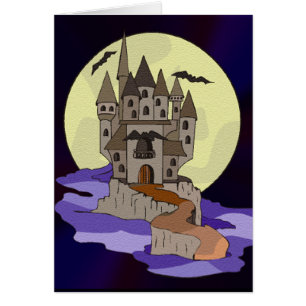 Spuk Schloss, Fledermäuse und Vollmond Cartoon