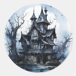 Spuk Schloss Halloween Runder Aufkleber
