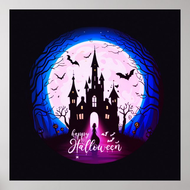 Spuk Schloss Happy Halloween Creepy Poster (Vorne)