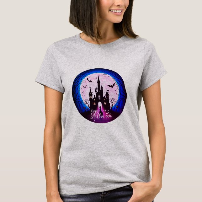 Spuk Schloss Happy Halloween Creepy T-Shirt (Vorderseite)