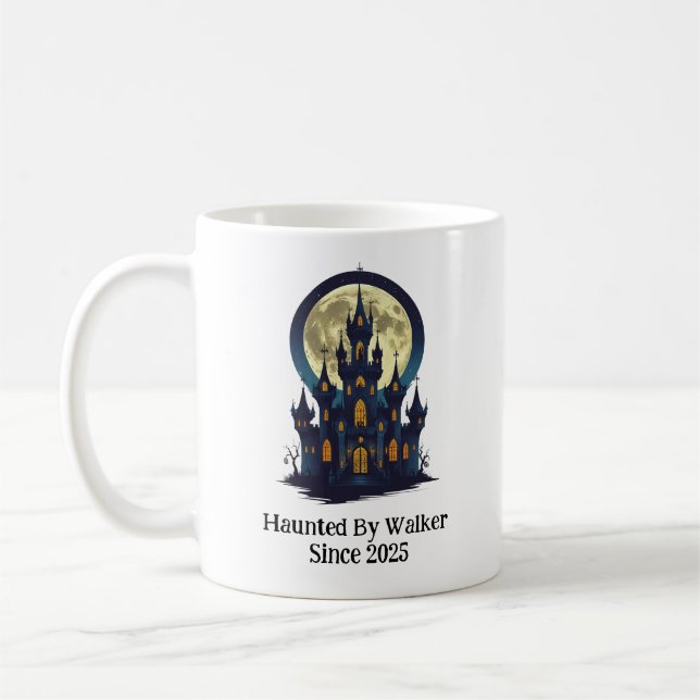 Spuk Schloss mit Vollmond, Halloween Kaffeetasse (Links)