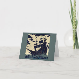 Spuk Segelschiff Woodblock 1 Karte