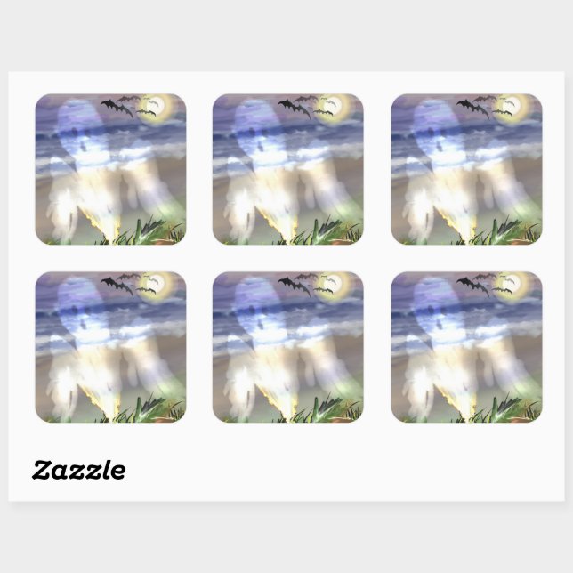 Spuk Strand Quadratischer Aufkleber (Blatt)