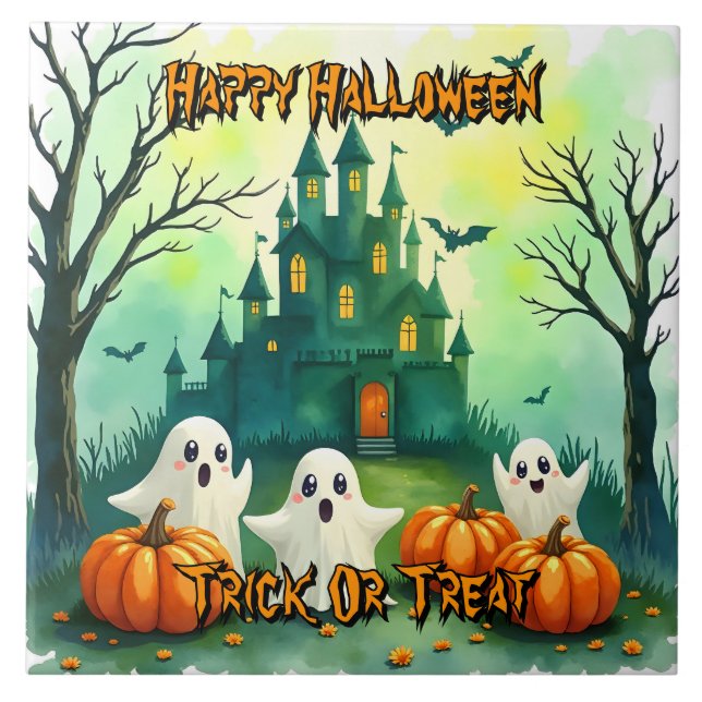 Spuk süße beliebte Halloween-Kollektion Fliese (Vorderseite)