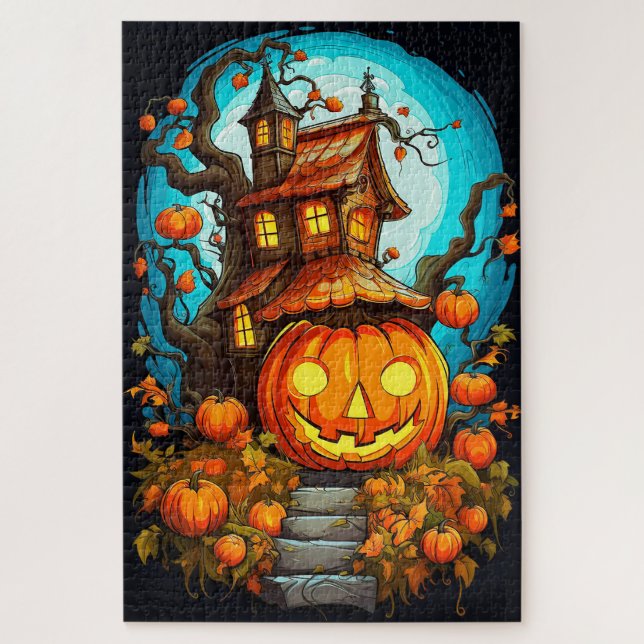 Spuk Treehouse | Frohe Halloween Puzzle (Vertikal)