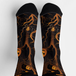 Spuk Wald mit Halloween-Jack-o'-Laterne Socken