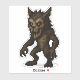 Spuk Werwolf-Monster-Pixelart-Aufkleber 6x6 Aufkleber