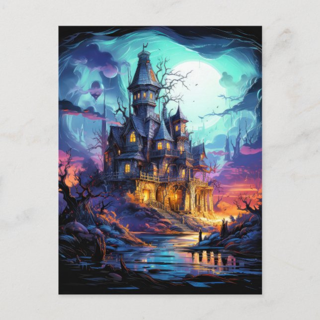 Spuk Wohnung unter Vollmond Postkarte (Vorderseite)