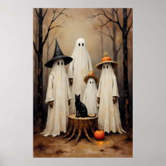 Spukende Geisterfamilie Vintage Halloween Poster