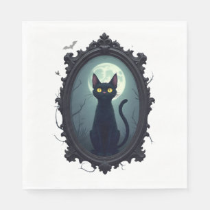 Spukender Katzen Spiegel Serviette