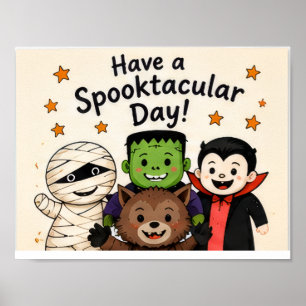 Spukhaft Halloween Freunde Karte Poster