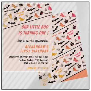 Spukhaftes Geister-Pink-Halloween 1. Geburtstag Einladung