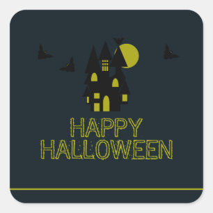 Spukhaus, Frohes Halloween Quadratischer Aufkleber