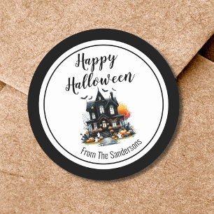 Spukhaus Frohes Halloween Runder Aufkleber