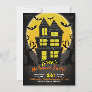Spukhaus & Gruselige Bäume Halloween-Party Einladung