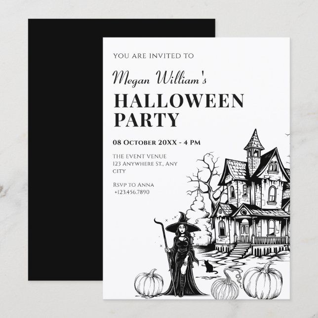 Spukhaus Halloween  Einladung (Vorne/Hinten)