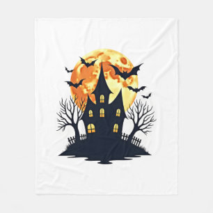 Spukhaus mit Fledermäusen – Gruseliges Halloween-T Fleecedecke
