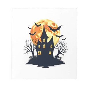 Spukhaus mit Fledermäusen � Gruseliges Halloween-T Notizblock