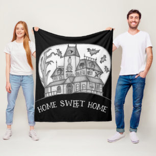 Spukhaus und Fledermäuse Halloween  Fleecedecke
