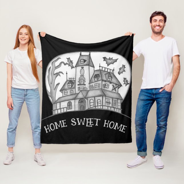 Spukhaus und Fledermäuse Halloween  Fleecedecke (Beispiel)