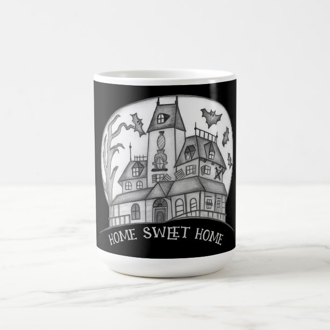Spukhaus und Fledermäuse Halloween  Kaffeetasse (Mittel)