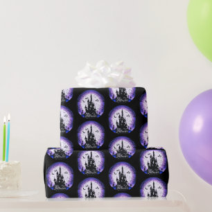 Spukhaus Vollmond Fledermäuse Frohes Halloween Geschenkpapier