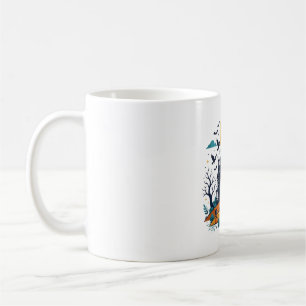 Spukhaus Vollmond Fledermäuse Grusel Halloween Kaffeetasse