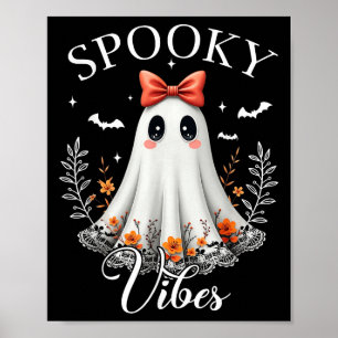 Spukige Stimmung Geist Retro Groovy Halloween Frau Poster