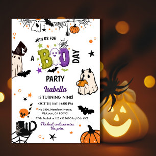 Spukiger 9. Halloween-Geburtstag Geister Whimsical Einladung
