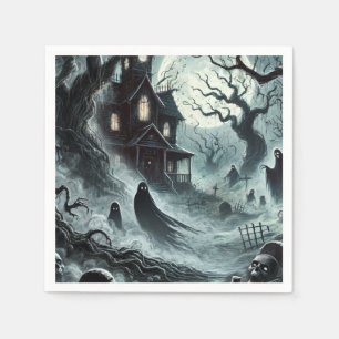 Spuknacht Grusel-Haus Halloween-Party Serviette