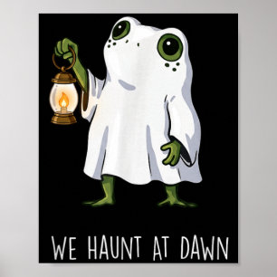 Spukt bei Morgengrauen Lustiger Frosch Geist Hallo Poster