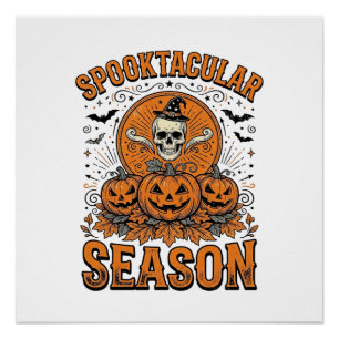 Spuktastische Saison Vintage Halloween Schädel Kür Poster