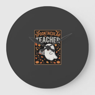 Spuktastischer Lehrer Halloween-Geist-Design_1 Große Wanduhr