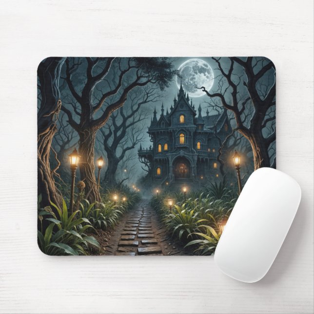 Spukvilla im Mondlicht Mousepad (Mit Mouse)