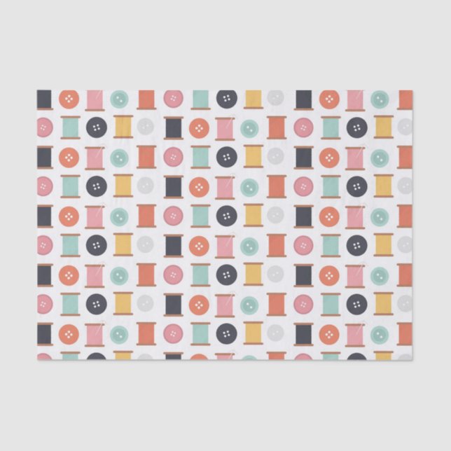 Spulen des Fadens und des nähenden Knopf-Musters Seidenpapier (Vorderseite)