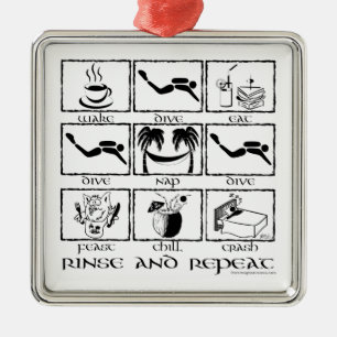 Spülen und Wiederholungs-Verzierung Silbernes Ornament