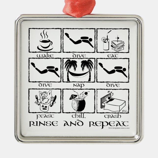 Spülen und Wiederholungs-Verzierung Silbernes Ornament (Vorne)