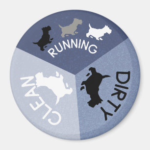 Spülmaschinen-Magnet-blauer Hund, der sauberes Magnet