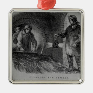 Spülung der Abwasserkanäle Silbernes Ornament