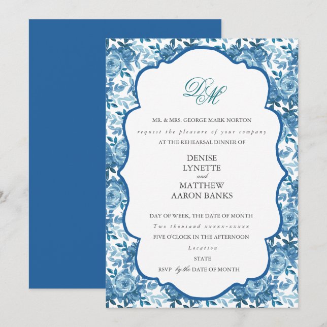 Spun Sugar & Skydiver Blue Wedding Probe Einladung (Vorne/Hinten)