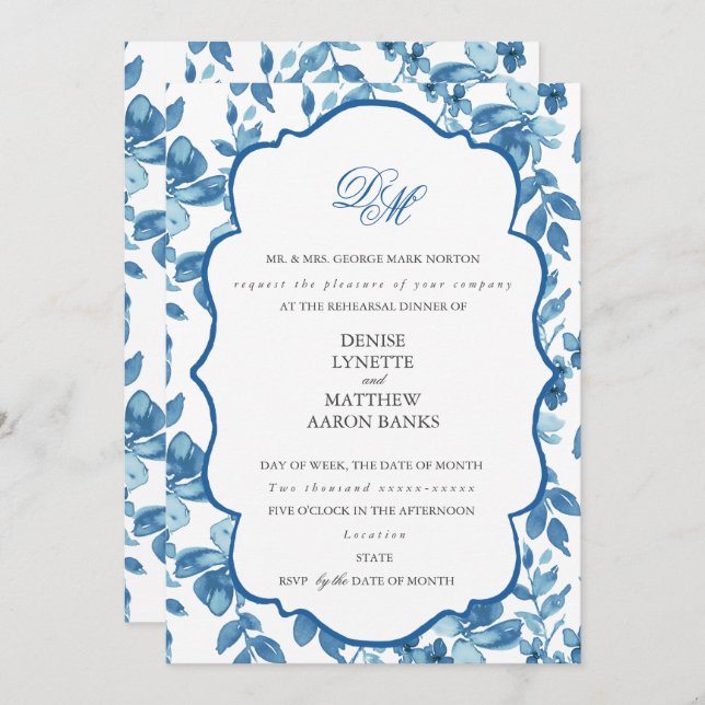 Spun Sugar & Skydiver Blue Wedding Probe Einladung (Vorne/Hinten)