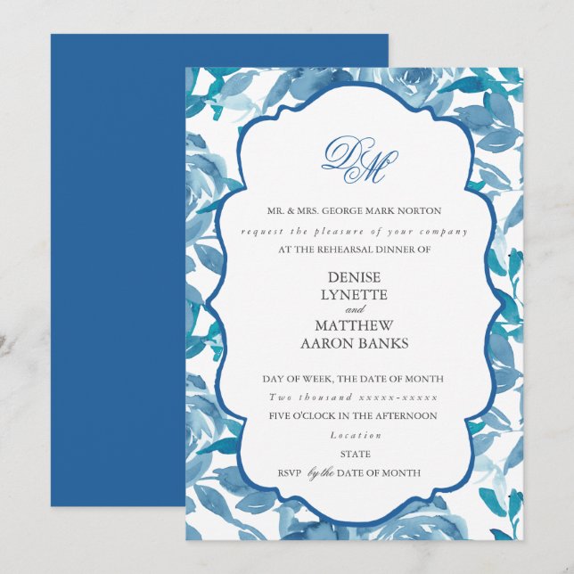 Spun Sugar & Skydiver Blue Wedding Probe Einladung (Vorne/Hinten)