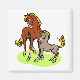 Spunky Mare Foal Niedlicher Cartoon Pferdeheim Pfe Magnet