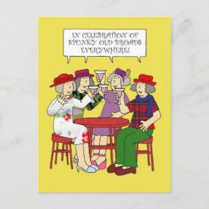 Spunky Old Broads Monat Februar Cartoon Ladys Postkarte