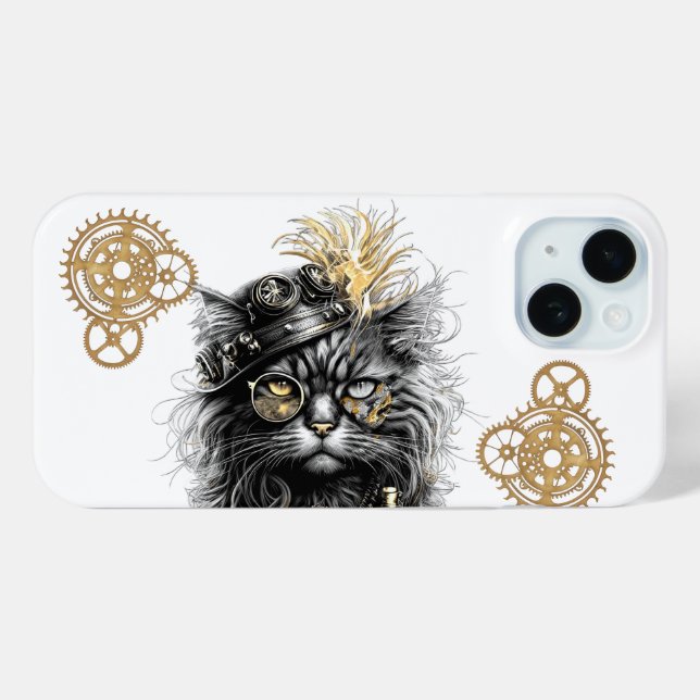Spunky Paws Die funky Steampunk-Katze  Case-Mate iPhone Hülle (Rückseite (Horizontal))