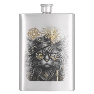 Spunky Paws Die funky Steampunk-Katze  Flachmann