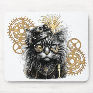 Spunky Paws Die funky Steampunk-Katze Mousepad