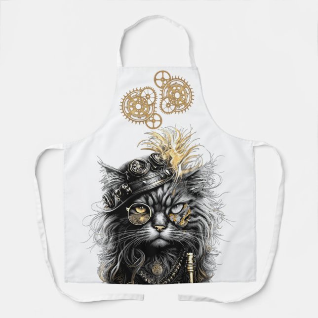 Spunky Paws Die funky Steampunk-Katze  Schürze (Vorderseite)