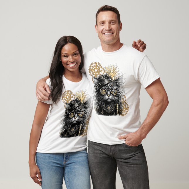 Spunky Paws Die funky Steampunk-Katze  T-Shirt (Unisex)