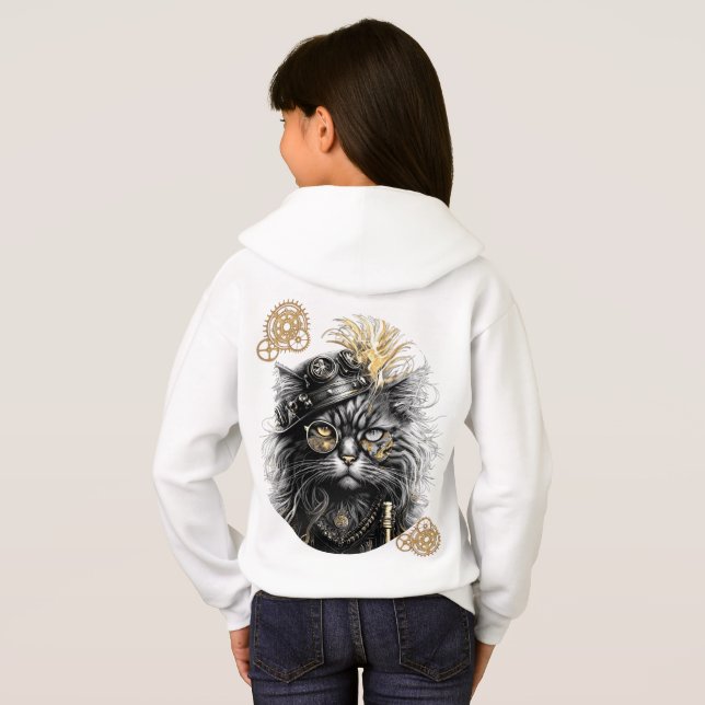 Spunky Paws The Funky Steampunk Cat  Hoodie (Schwarz voll)